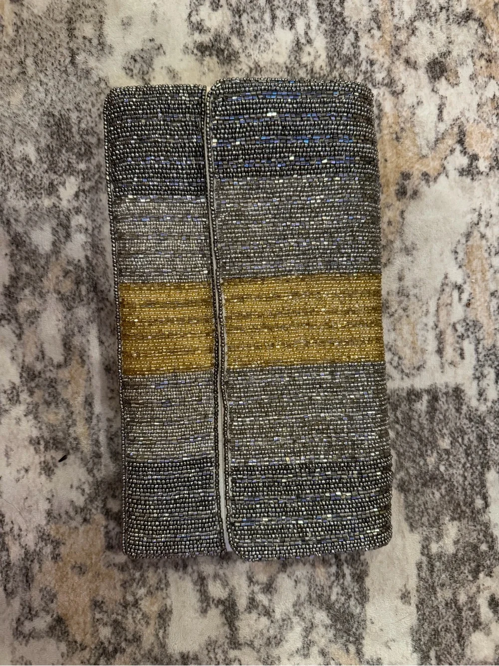 NWOT Beaded Evening Clutch with Gold Accent